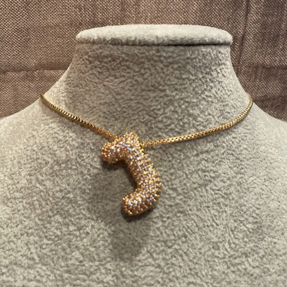 Bubble Initial All Letters Available Necklace Cz Diamond 18 KT Gold Plated 
NEW - Picture 11 of 11